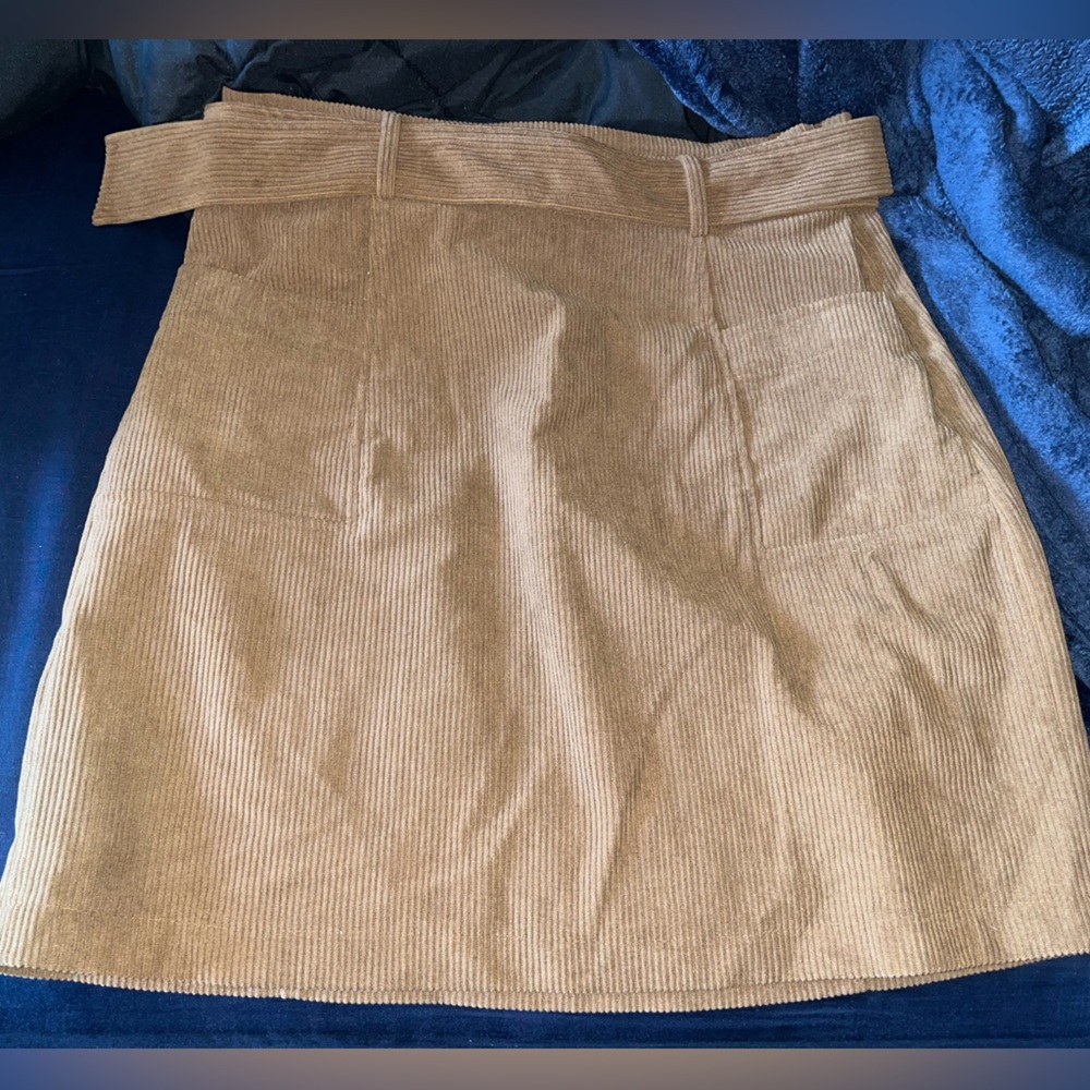 Tan Corduroy Skirt with Belt